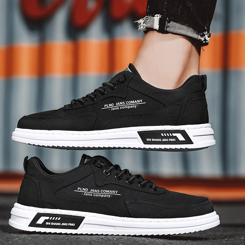 Men Sneakers Lace-up Letter Print Platform Canvas Shoes Sports Pi-Mart
