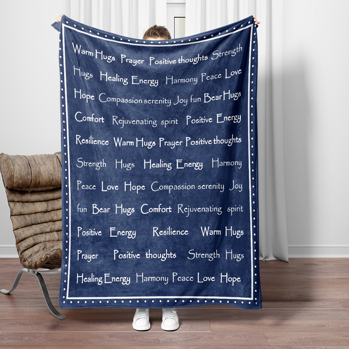 Cozy Blue Encouragement Hug Blanket - Soft Flannel, Inspirational Print For Rehab & Comfort, Perfect For Naps, Camping, And Gifting To Friends & Family Lootquake LLC
