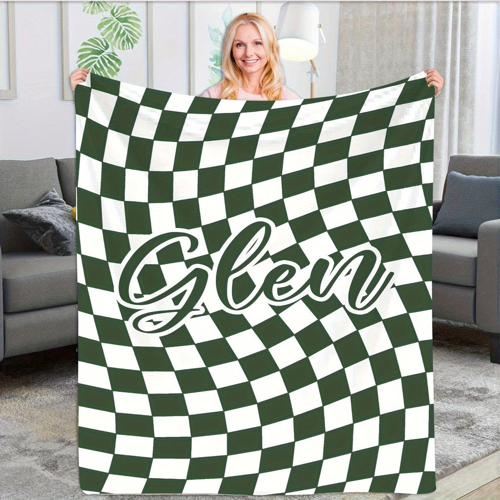 1pc Custom Blanket Vintage Striped Name Custom Blanket Soft Flannel Sofa Blanket TV Blanket Personalized Custom Blanket Exclusive Gift Blanket Lootquake LLC