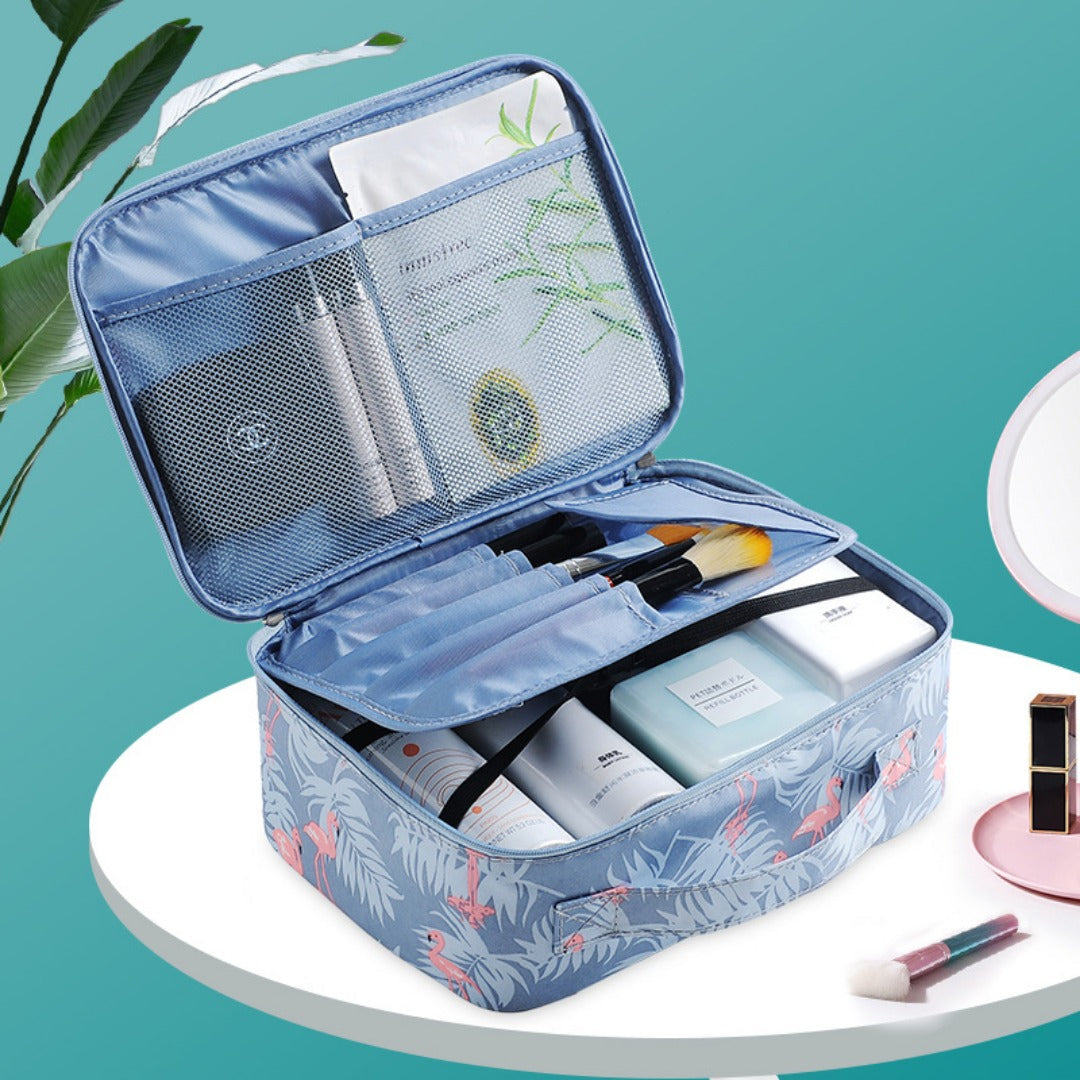 Travel portable large capacity cosmetic bag, printed nylon cosmetic storage bag, cosmetic case, toilet bag, makeup bag organizer, makeup bag with compartments, - SJB-DIAMOND ELITES