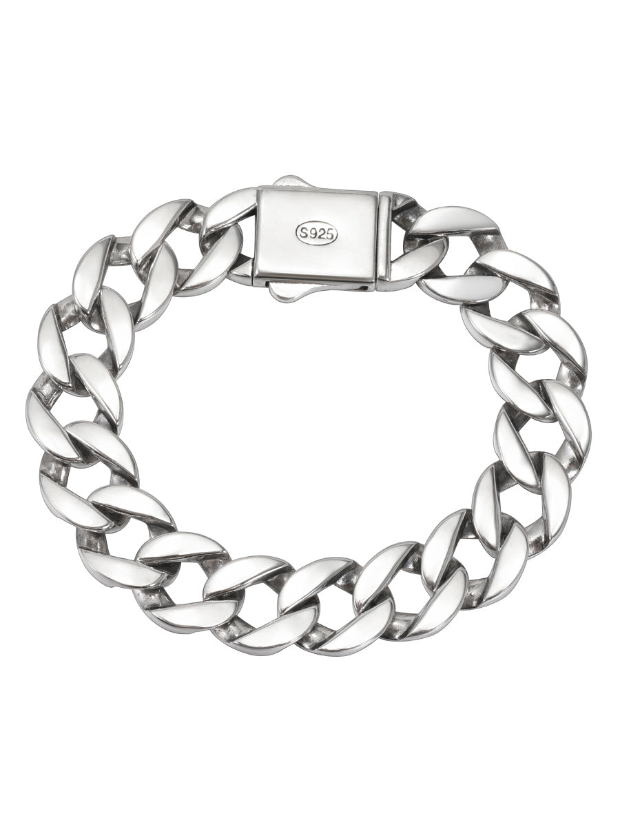 S925 Sterling Silver 13mm Thick Cuban Bracelet Pi-Mart