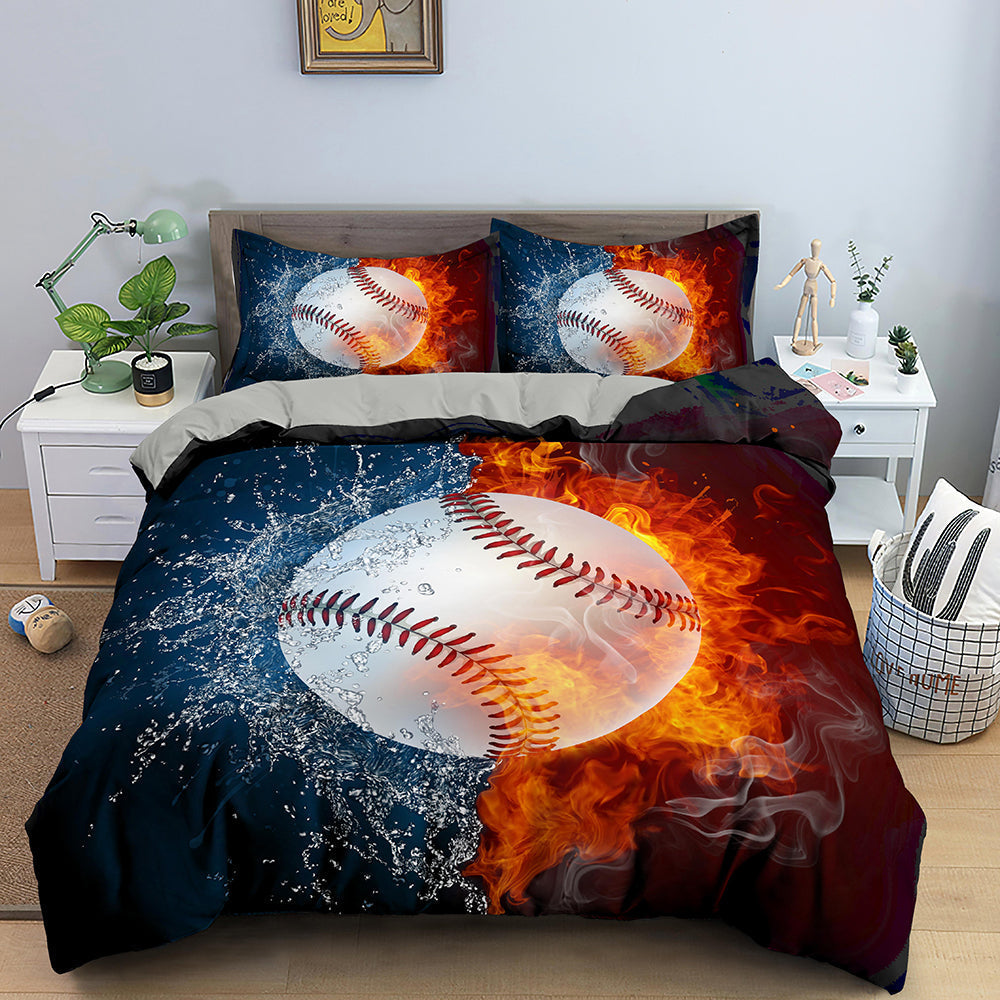 Cross-border Three-piece Bed Set Home Textile Four-piece Set Basketball Quilt Cover Thick Twill Wish Pi-Mart
