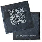 Drinking Alone Slate Coaster Premium Artisan Natural USA Slate Coaster With Cork Feet BandsCo Straps