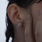 Moonstone Lava Stud Earrings Pi-Mart