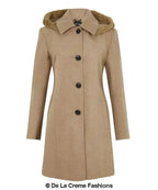 De La Creme - Women's Faux Fur Trim Hooded Coat