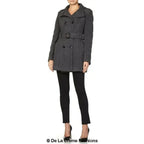 De La Creme - Womens Military Style Wool Belted Coat