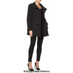 De La Creme - Womens Military Style Wool Belted Coat