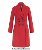 De La Creme - Womens Slim Fit Double Breasted Roll Collared Coat