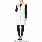 De La Creme - Womens Spring/Summer Sleeveless Hip Length Blazer Coat