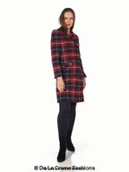 Wool Blend Tartan Check Double Breasted Coat