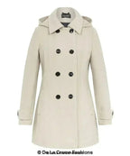 Womens Wool Feel Double Breasted Hooded Coat
