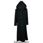 Wool Blend Faux Fur Trim Hooded Long Coat