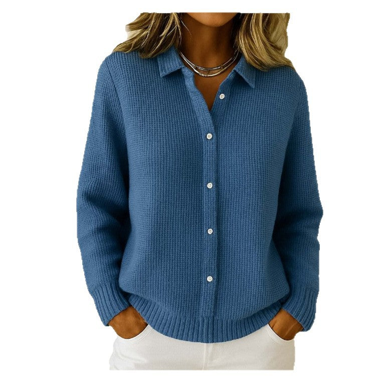 Casual Fashion Button Knitted Lapel Sweater Pi-Mart