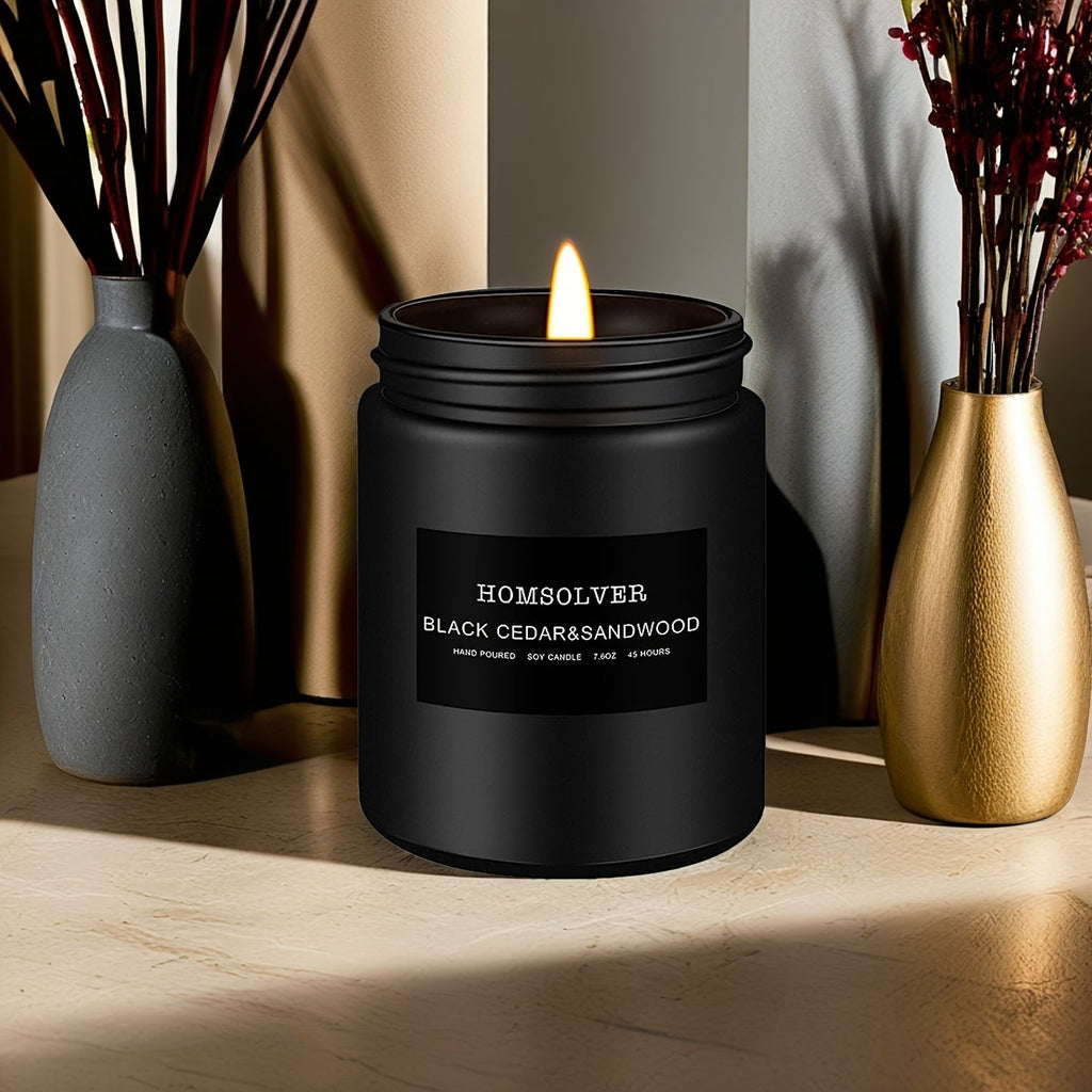 Scented Candle, Black Cedar and Sandalwood Candle for Men, Scented Candle for Home, Scented Soy Candle, 50 Hour Burn, Ideal Gift for Men
