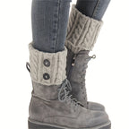 Button Detail Leg Warmers, Crochet Knitted Boot Leg Warmers Socks, Women's Stockings & Hosiery