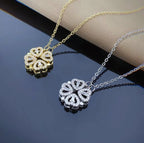 Retro Magnetic Folding Heart Shaped Four Leaf Clover Pendant Necklace Women Love Clavicle Chain Gifts Openable Choker Jewelry Pi-Mart