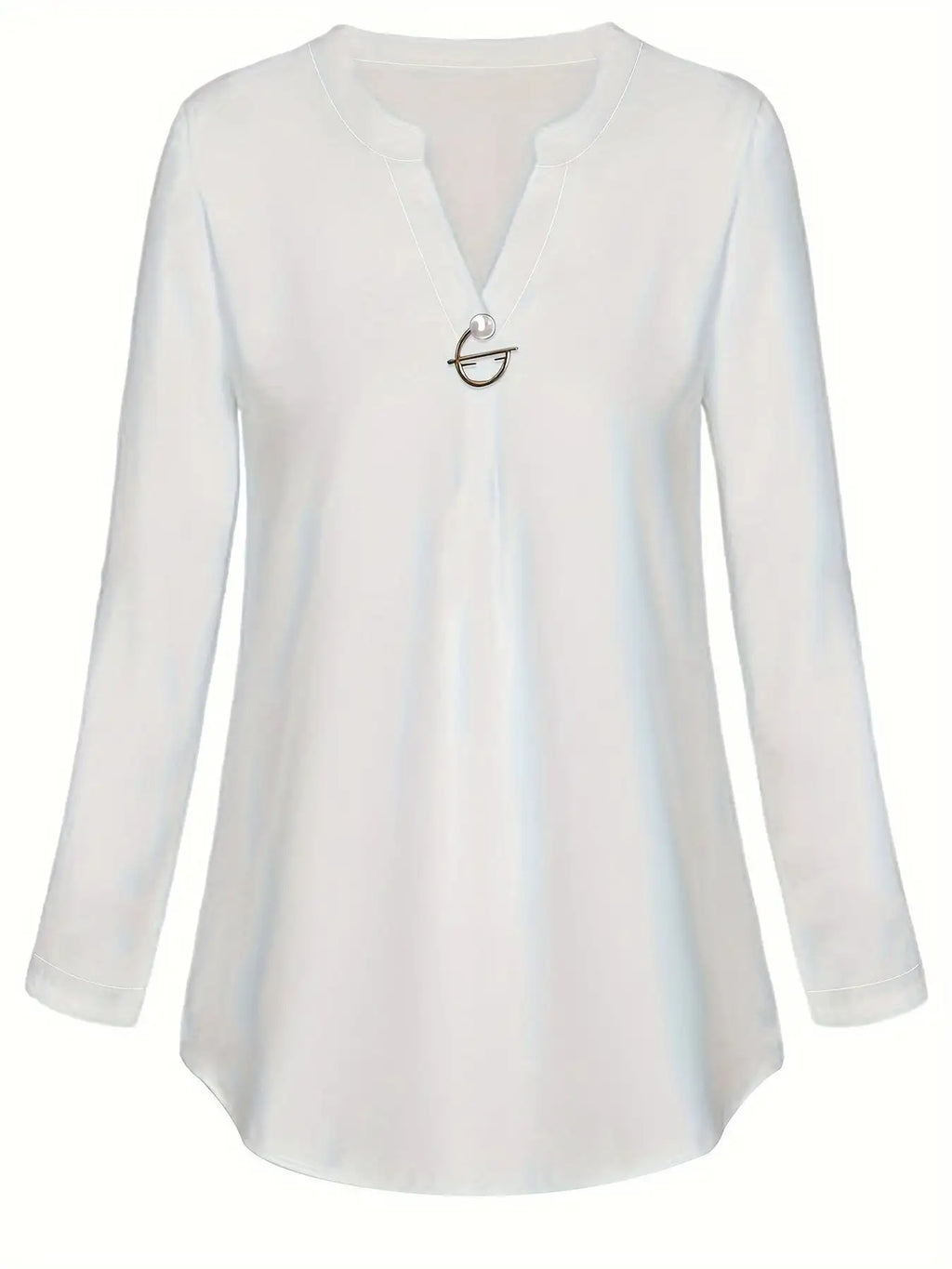 Women's Long Sleeved Simple And Versatile Casual Pearl Button Shirt - SJB-DIAMOND ELITES