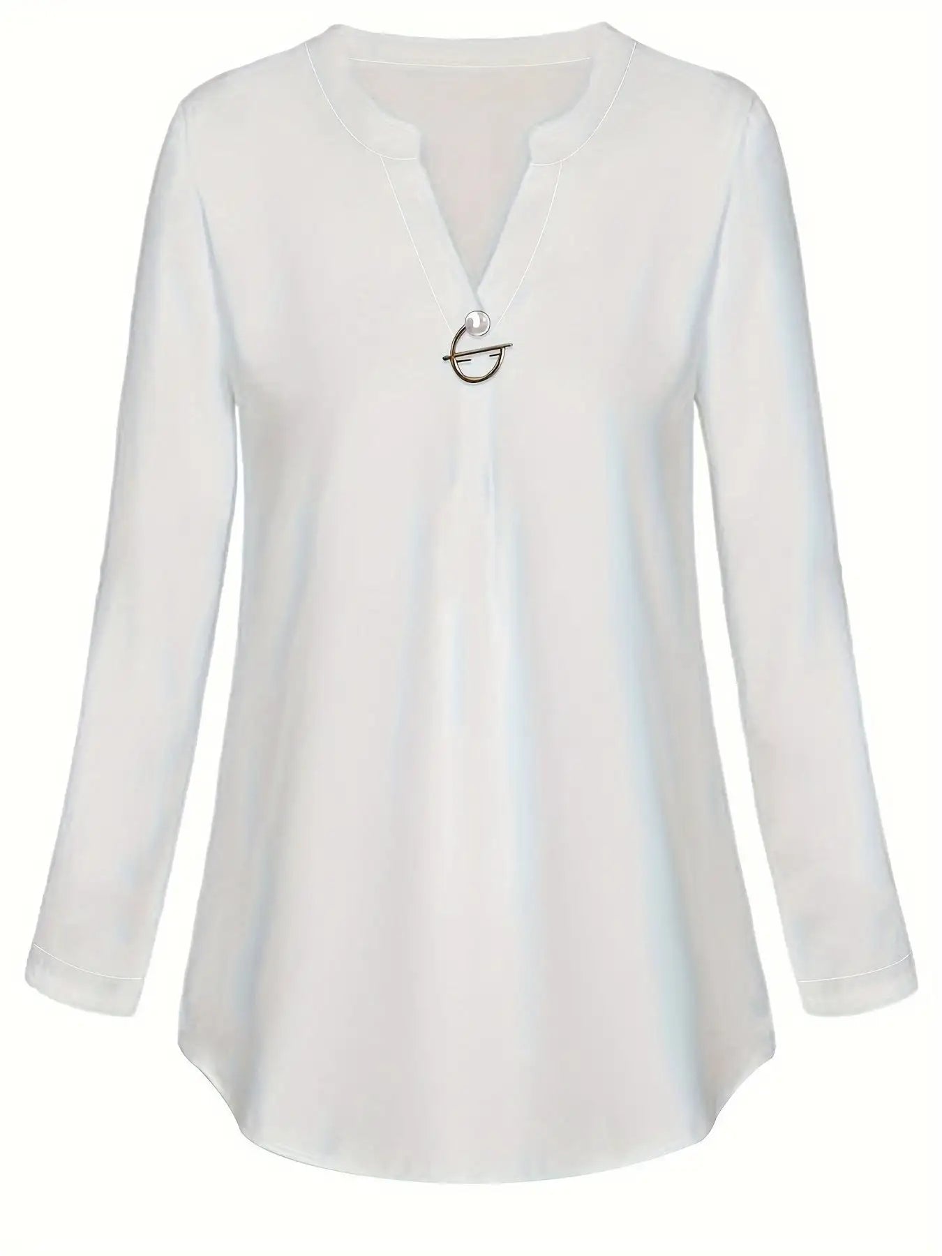 Women's Long Sleeved Simple And Versatile Casual Pearl Button Shirt - SJB-DIAMOND ELITES