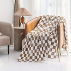1pc Throw Blankets Flannel Blanket With Checkerboard Grid Pattern Soft Throw Blanket For Couch, Bed, Sofa Luxurious Warm And Cozy For All Seasons