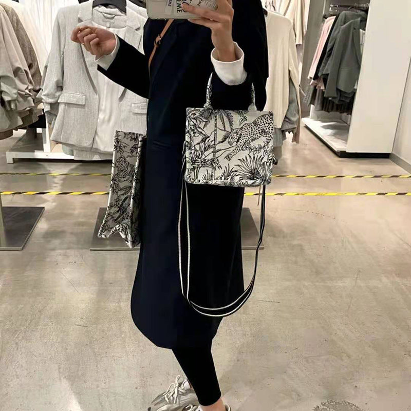 Casual Embroidery Canvas Handbag Women Large Capacity Handle Bag Pi-Mart