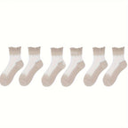 6 Pairs Soft & Breathable Lace Patchwork Crew Socks - Women's Calf Socks with Comfortable Stockings & Hosiery for Everyday Wear Lootquake LLC