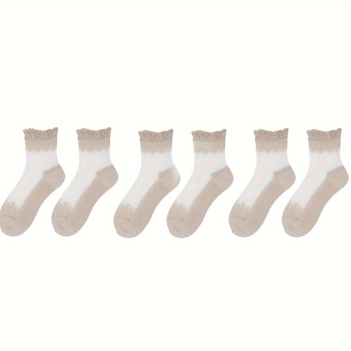 6 Pairs Soft & Breathable Lace Patchwork Crew Socks - Women's Calf Socks with Comfortable Stockings & Hosiery for Everyday Wear Lootquake LLC