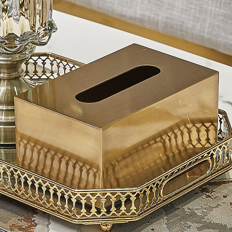 Brass Metal Small House Tissue Box Pi-Mart
