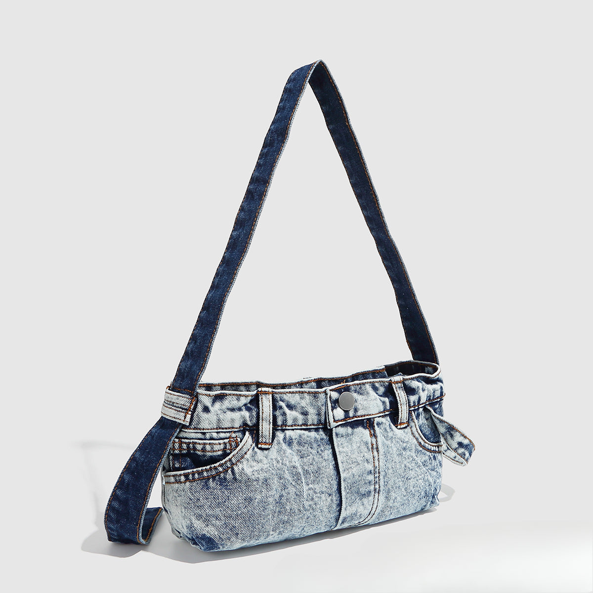 Small shoulder purse denim women's retro summer shoulder bag blue patchwork shoulder hobo handbag - SJB-DIAMOND ELITES