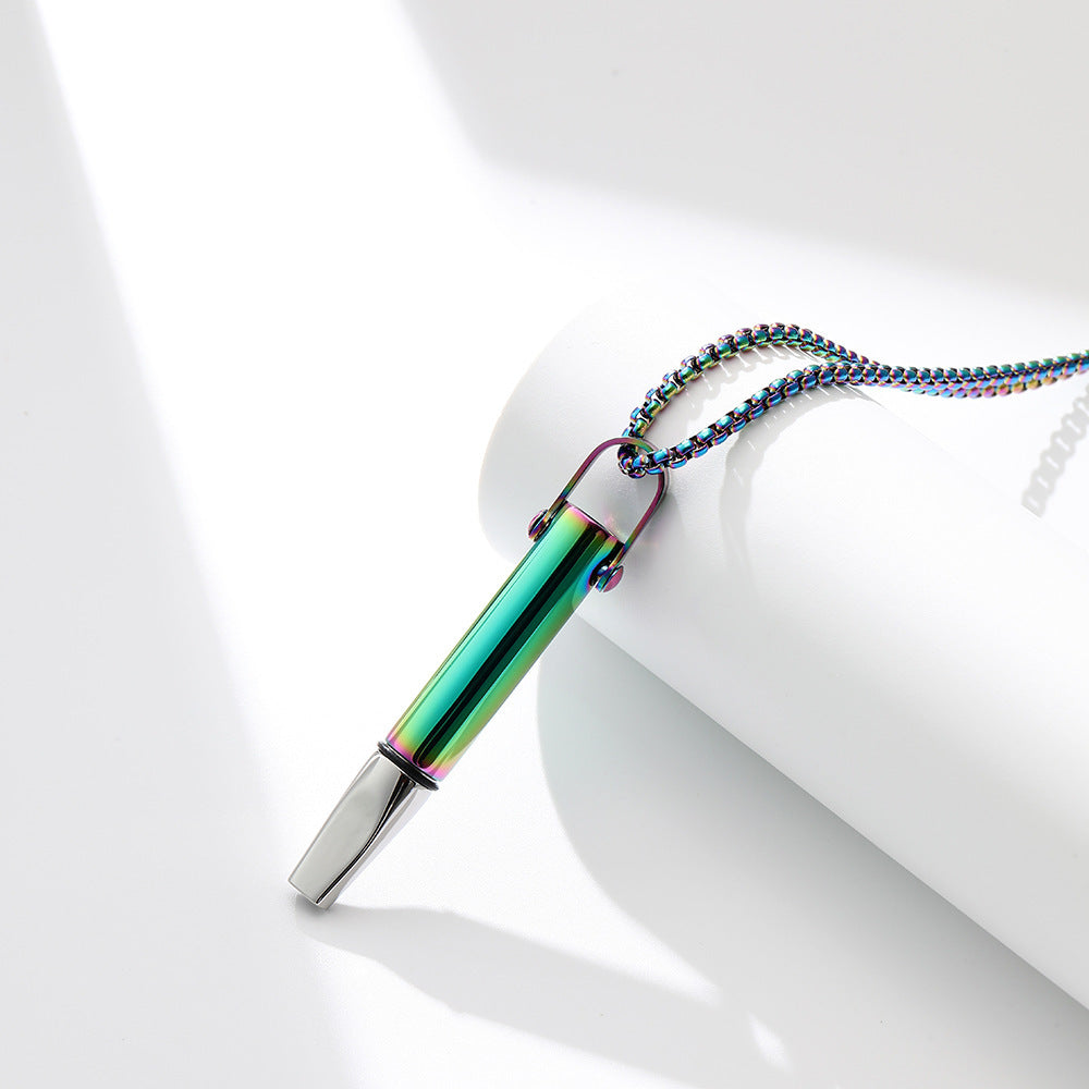 Breathing Resistance Whistle Necklace Round Tube Built-in Cotton Core Pi-Mart