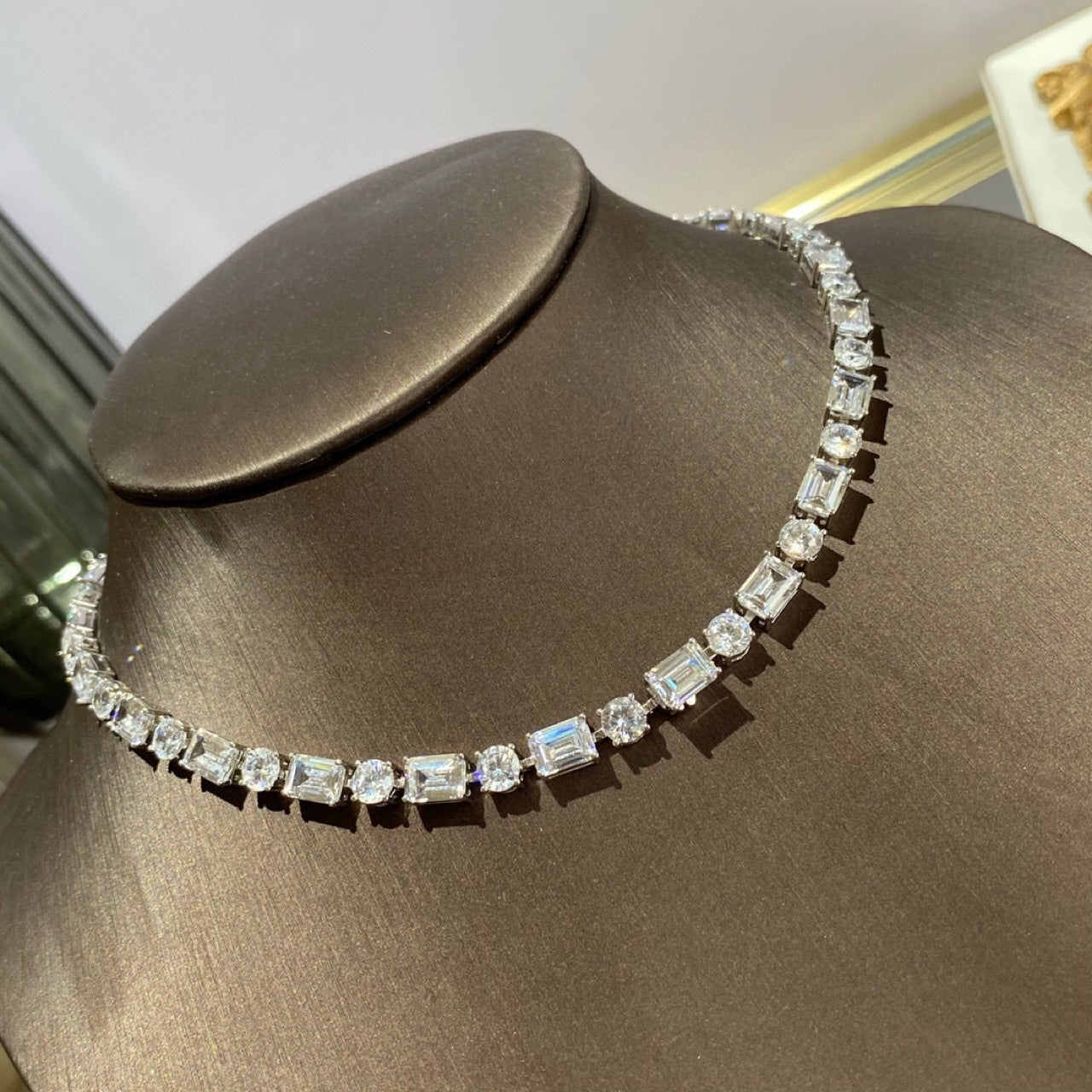 Moissanite Single Row Full Of Diamond Collarbone Chain Women Pi-Mart