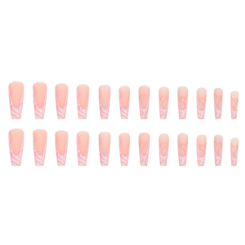 Heart Stripe Fake Nails Pi-Mart
