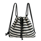 Striped commuter large capacity pumping belt women backpack purse, shoulder versatile fashion women knitted purse backpack, black and white striped backpack women