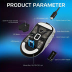4K/8K ATTACK SHARK X3PRO Wireless Gaming Mouse - Ultra-Lightweight, Sweat-Resistant, Anti-Slip Design with Self-Adhesive Elastics Refined Side Grips, Anti-Sweat Paste, and Premium Grip Tape for Enhanced Gaming Performance Lootquake LLC