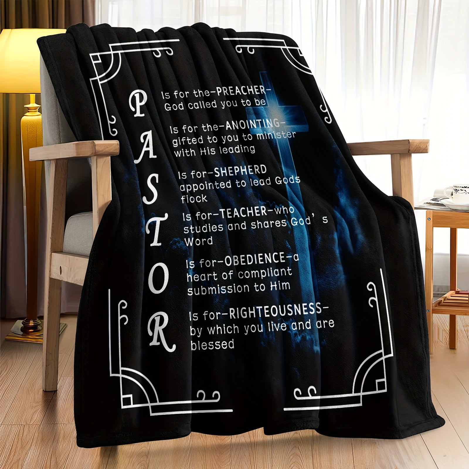 1pc, Pastor Appreciation Gifts For Men, Throw Blanket, Thank You Presents For Christmas, Pastor Appreciation Day, Birthday, Father's Day Cross Lootquake LLC