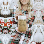 Deck The Halls 17oz Glass Tumbler With Bamboo Lid, Stainless Straws and Cleaner BandsCo Straps