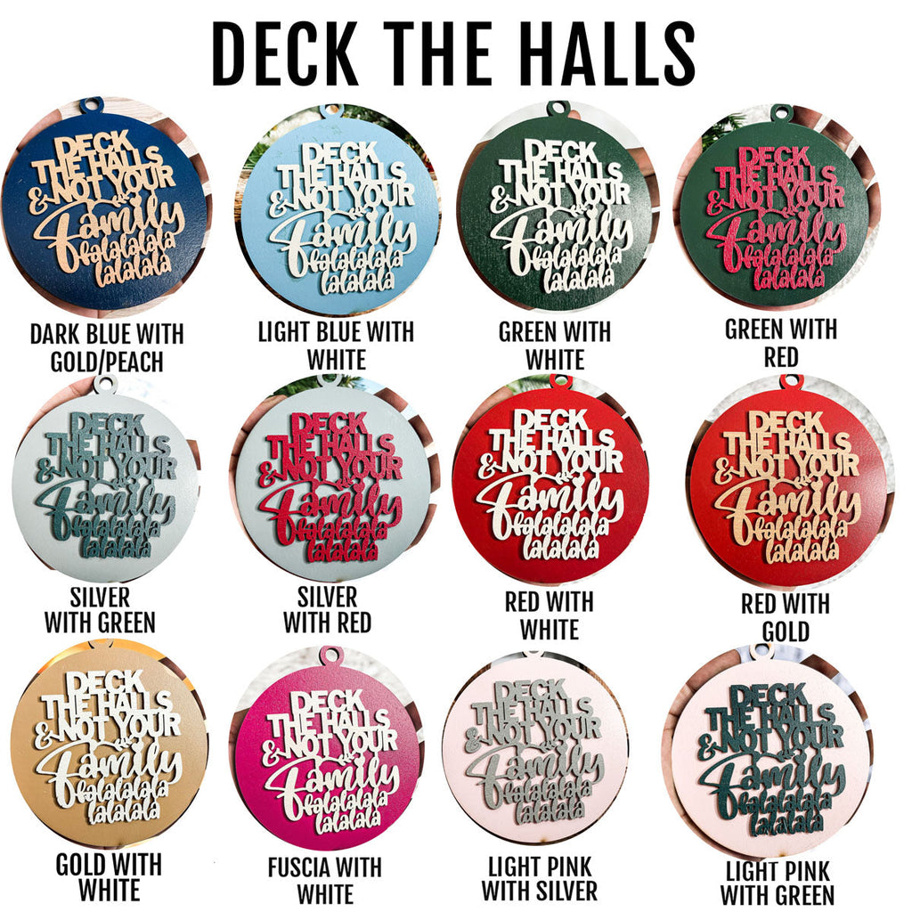 Imperfect Deck The Halls 3D Handcrafted Wooden Christmas Ornaments Set Limited Edition Hanging Decor BandsCo Straps