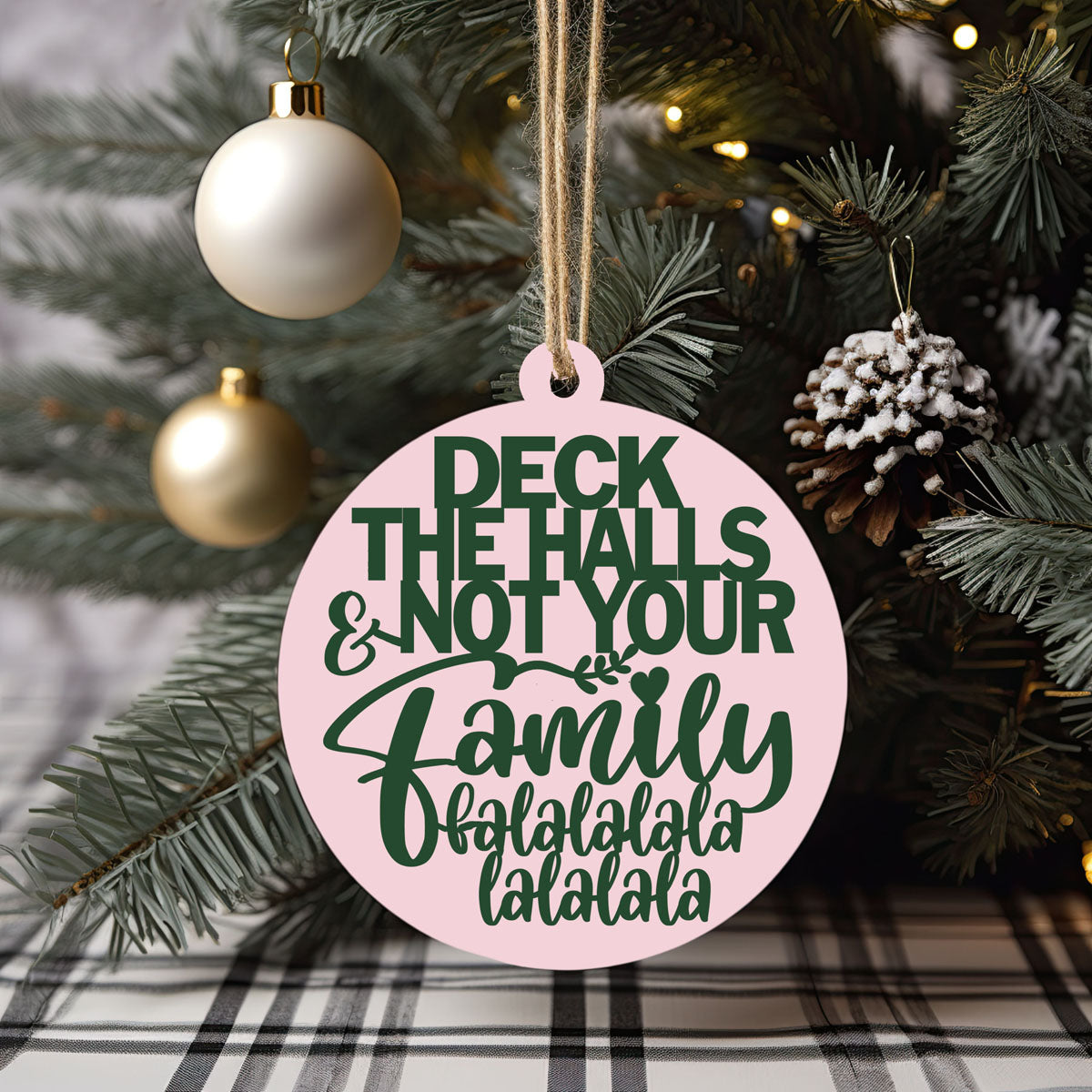 Imperfect Deck The Halls 3D Handcrafted Wooden Christmas Ornaments Set Limited Edition Hanging Decor BandsCo Straps