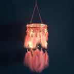 Decoration Home Dream Catchers Hanging Wall Decor Art Pendant Handmade Traditional White Cloud Dream Catcher With Led String Lights Wall Hanging Kids Room Decor Nursery Wall Art Ornament Decor Craft Gift Cute Wind Chimes National Feather Kids Girls Stevvex