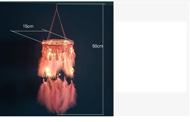 Decoration Home Dream Catchers Hanging Wall Decor Art Pendant Handmade Traditional White Cloud Dream Catcher With Led String Lights Wall Hanging Kids Room Decor Nursery Wall Art Ornament Decor Craft Gift Cute Wind Chimes National Feather Kids Girls Stevvex