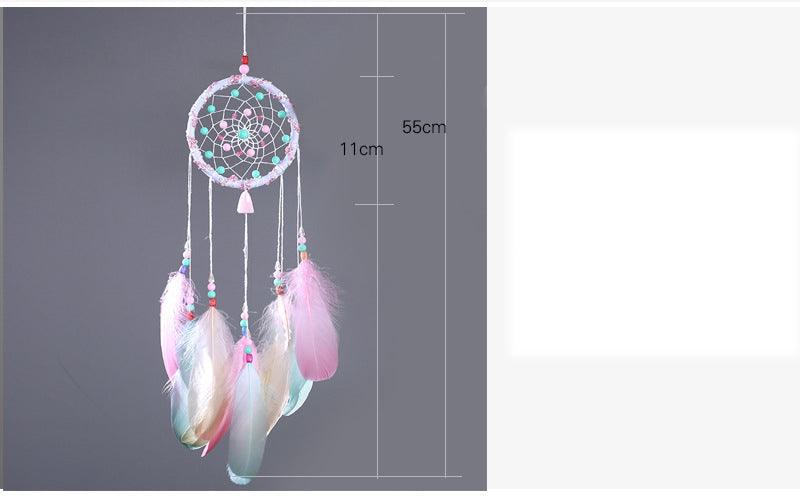 Decoration Home Dream Catchers Hanging Wall Decor Art Pendant Handmade Traditional White Cloud Dream Catcher With Led String Lights Wall Hanging Kids Room Decor Nursery Wall Art Ornament Decor Craft Gift Cute Wind Chimes National Feather Kids Girls Stevvex