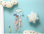 Decoration Home Dream Catchers Hanging Wall Decor Art Pendant Handmade Traditional White Cloud Dream Catcher With Led String Lights Wall Hanging Kids Room Decor Nursery Wall Art Ornament Decor Craft Gift Cute Wind Chimes National Feather Kids Girls Stevvex