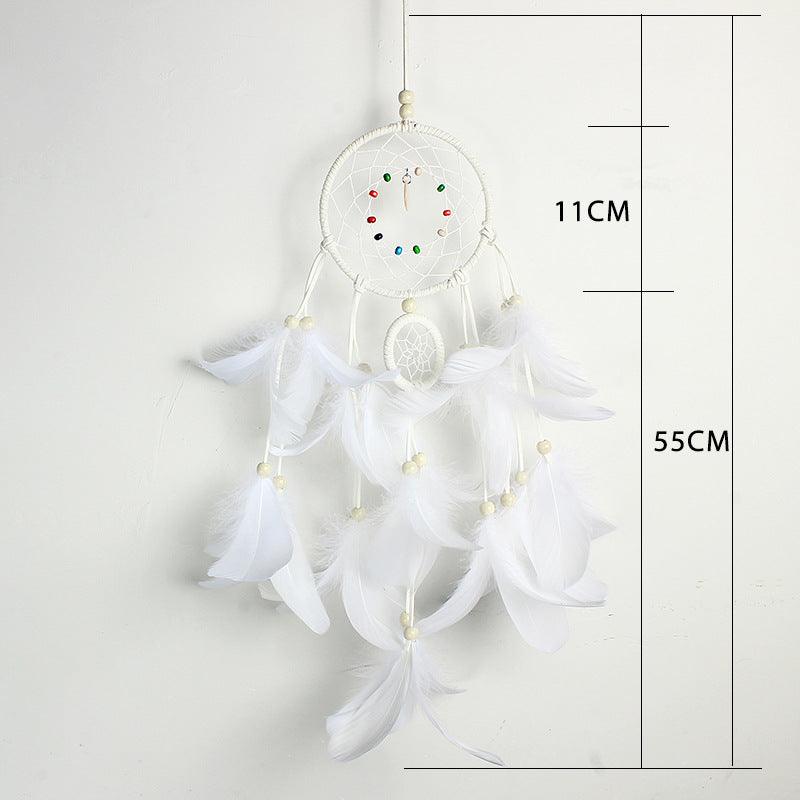 Decoration Home Dream Catchers Hanging Wall Decor Art Pendant Handmade Traditional White Cloud Dream Catcher With Led String Lights Wall Hanging Kids Room Decor Nursery Wall Art Ornament Decor Craft Gift Cute Wind Chimes National Feather Kids Girls Stevvex