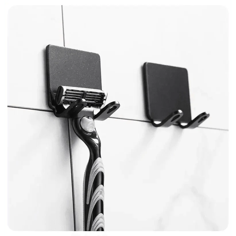 Decorative Hook 2 Pcs Punch Free Razor Holder Storage Hook Wall Men Shaving Shaver Shelf Bathroom Razor Rack Wall Bathroom Accessories Stevvex