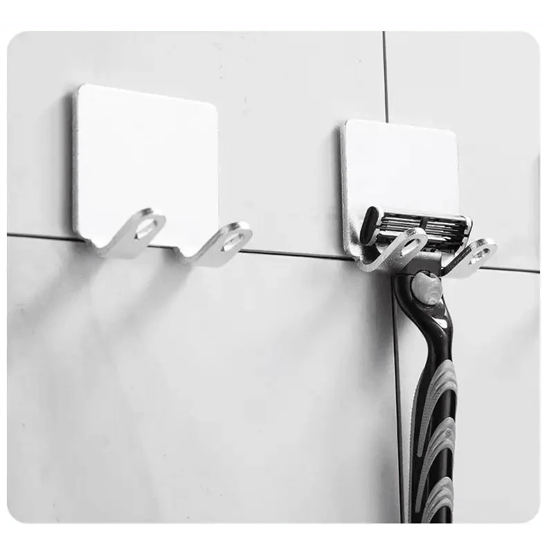 Decorative Hook 2 Pcs Punch Free Razor Holder Storage Hook Wall Men Shaving Shaver Shelf Bathroom Razor Rack Wall Bathroom Accessories Stevvex