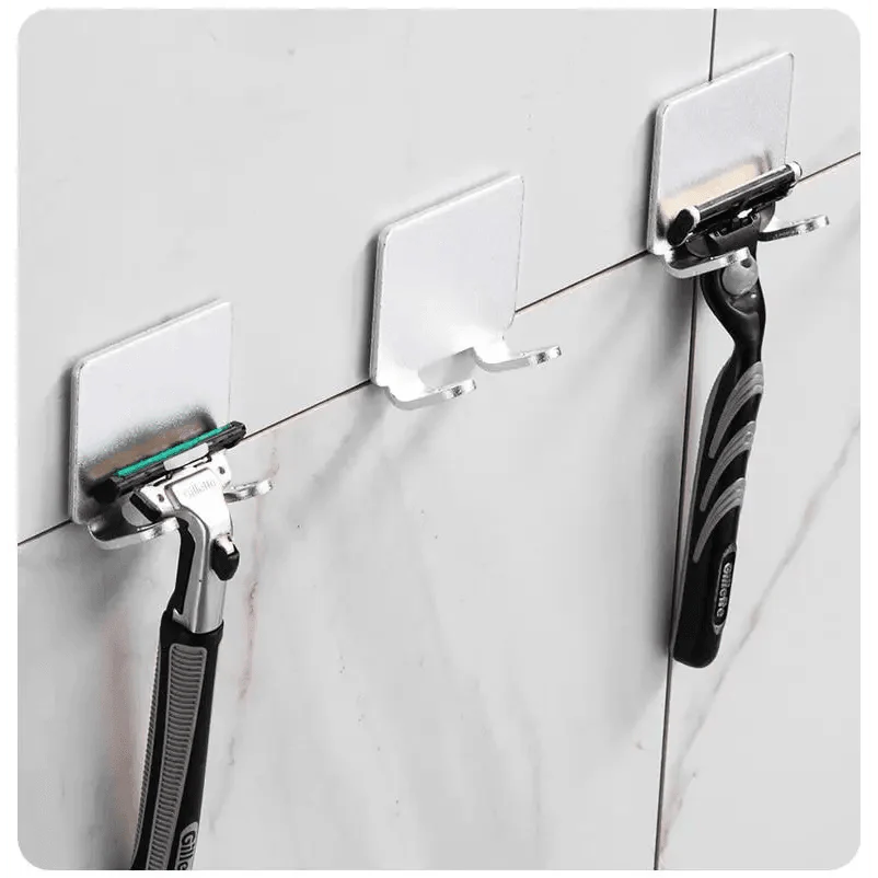 Decorative Hook 2 Pcs Punch Free Razor Holder Storage Hook Wall Men Shaving Shaver Shelf Bathroom Razor Rack Wall Bathroom Accessories Stevvex