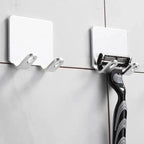 Decorative Hook 2 Pcs Punch Free Razor Holder Storage Hook Wall Men Shaving Shaver Shelf Bathroom Razor Rack Wall Bathroom Accessories Stevvex