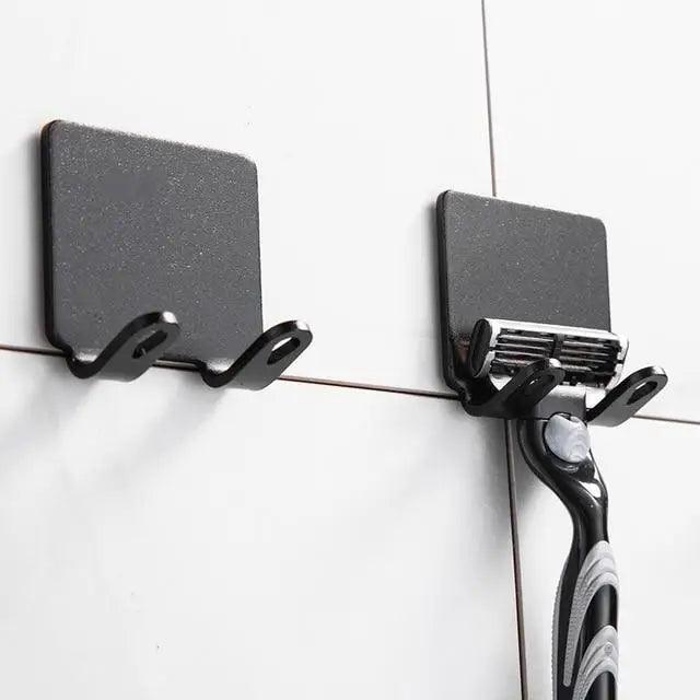 Decorative Hook 2 Pcs Punch Free Razor Holder Storage Hook Wall Men Shaving Shaver Shelf Bathroom Razor Rack Wall Bathroom Accessories Stevvex