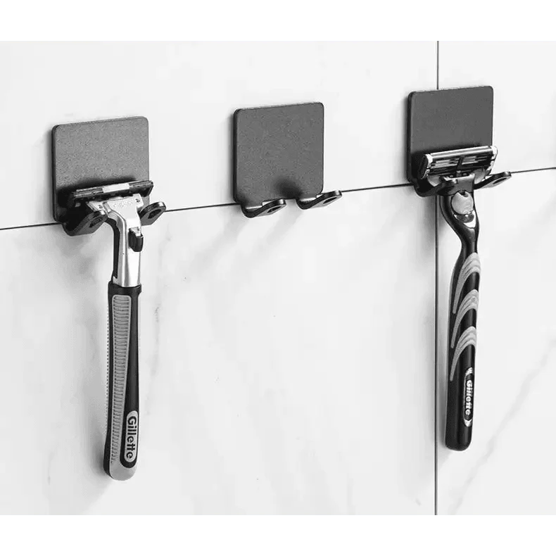 Decorative Hook 2 Pcs Punch Free Razor Holder Storage Hook Wall Men Shaving Shaver Shelf Bathroom Razor Rack Wall Bathroom Accessories Stevvex