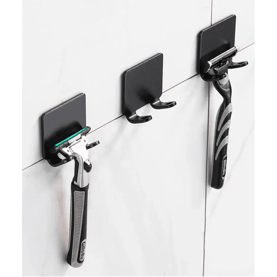 Decorative Hook 2 Pcs Punch Free Razor Holder Storage Hook Wall Men Shaving Shaver Shelf Bathroom Razor Rack Wall Bathroom Accessories Stevvex