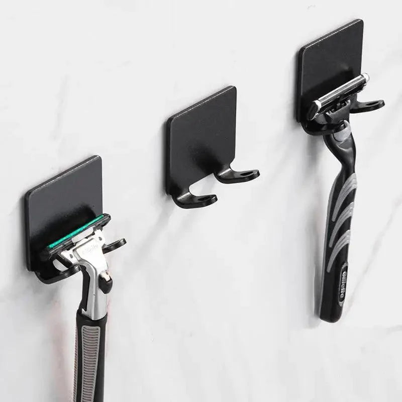 Decorative Hook 2 Pcs Punch Free Razor Holder Storage Hook Wall Men Shaving Shaver Shelf Bathroom Razor Rack Wall Bathroom Accessories Stevvex